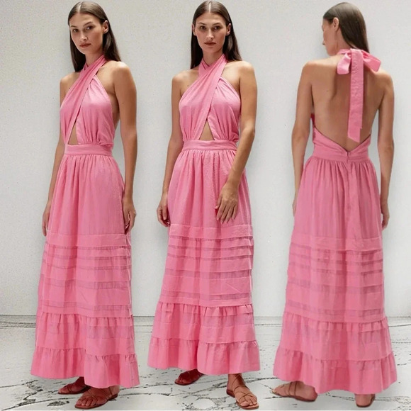 NWT RUE STIIC Backless Cotton Maxi Dress in PEONY PINK Size XS - Picture 3 of 15